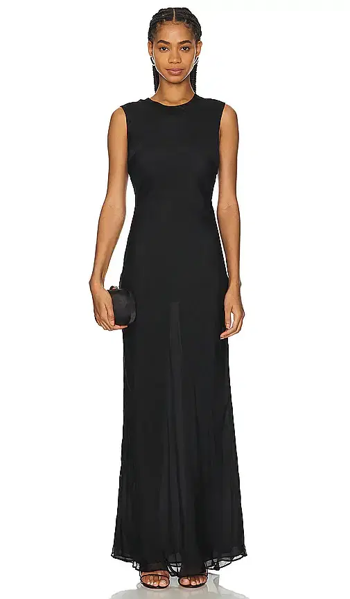 Pinstripe Silk Maxi Dress