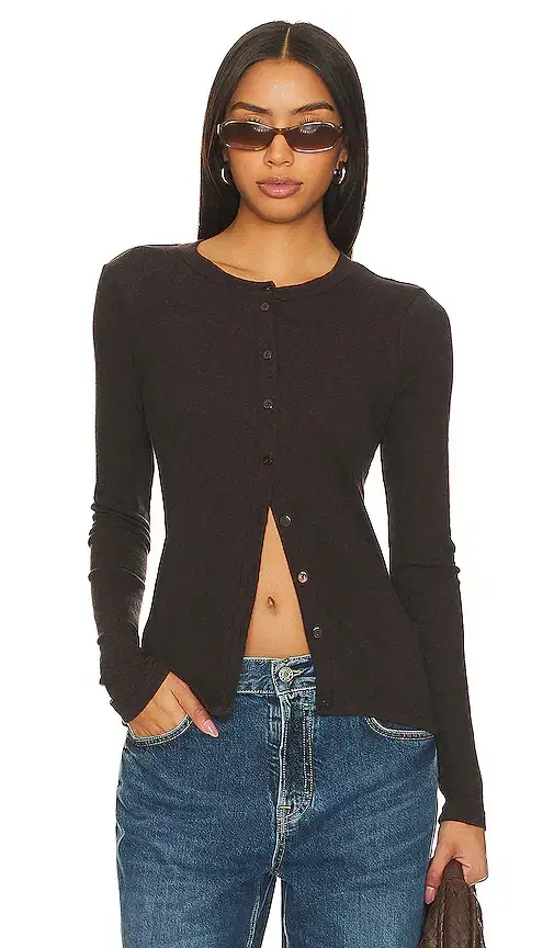 Enza Costa Cashmere Long Sleeve Cardigan