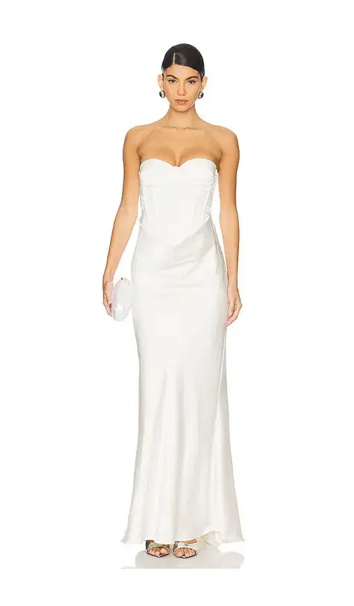 ROTATE Satin Pearl Corset Dress