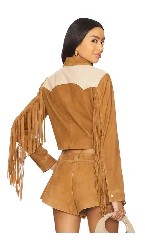 Understated Leather Combo Fringe Jacket