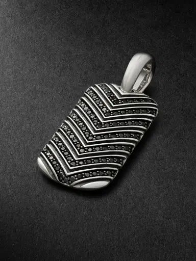 David Yurman Chevron Tag Sterling Silver Diamond Pendant - Men | Thumbnail 1