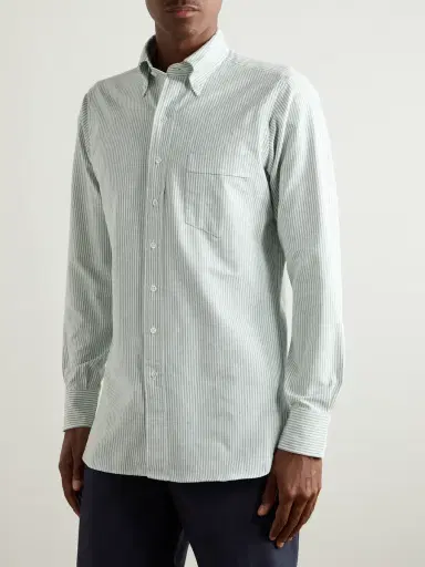 Drake's Button-Down Collar Striped Cotton Oxford Shirt - Men | Thumbnail 3