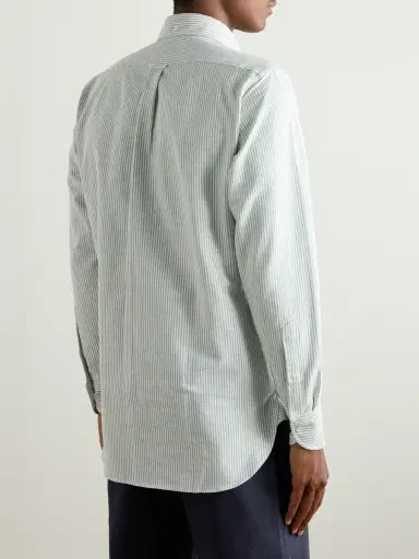 Drake's Button-Down Collar Striped Cotton Oxford Shirt - Men | Thumbnail 4