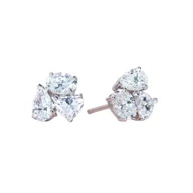Wish Fine Jewelry 2.0ct Diamond 18K Gold Cluster Heart Earrings | Thumbnail 1