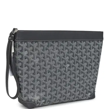 goyard Goyard Goyardine Canvas Grey Conti Pouch Palladium Hardware | Thumbnail 2