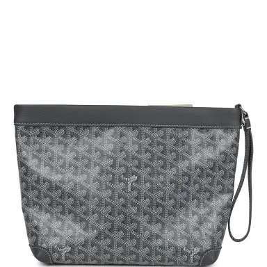 goyard Goyard Goyardine Canvas Grey Conti Pouch Palladium Hardware | Thumbnail 4