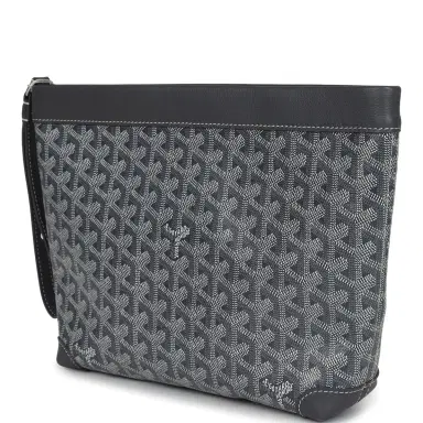 goyard Goyard Goyardine Canvas Grey Conti Pouch Palladium Hardware | Thumbnail 5