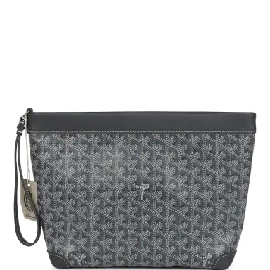 goyard Goyard Goyardine Canvas Grey Conti Pouch Palladium Hardware | Thumbnail 1