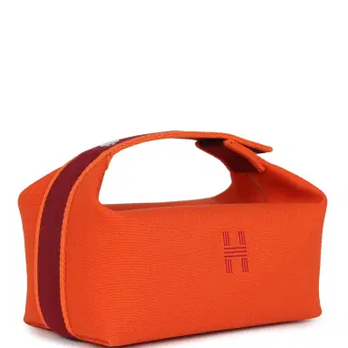 HERMÈS Hermes Bride A Brac Carre Case PM Feu Canvas Palladium Hardware | Thumbnail 2 HERMÈS Hermes Bride A Brac Carre Case PM Feu Canvas Palladium Hardware | Thumbnail 2