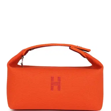 HERMÈS Hermes Bride A Brac Carre Case PM Feu Canvas Palladium Hardware | Thumbnail 1 HERMÈS Hermes Bride A Brac Carre Case PM Feu Canvas Palladium Hardware | Thumbnail 1