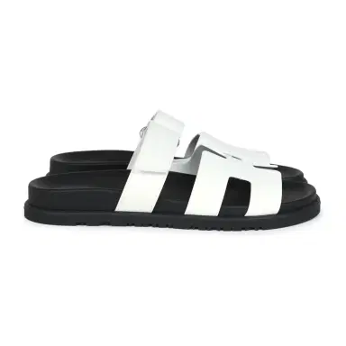 HERMÈS Hermes Chypre Sandals White Calfskin Palladium Hardware 38 EU | Thumbnail 4