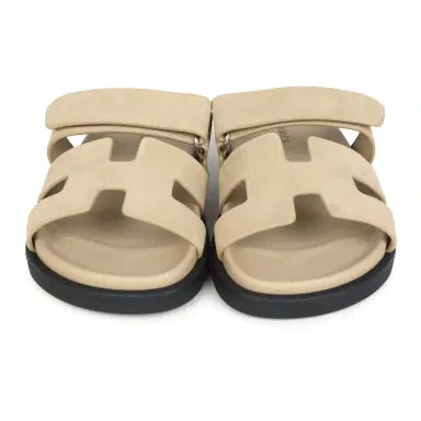 HERMÈS Hermes Chypre Techno Sandals Beige Lin Suede Palladium Hardware 35 EU | Thumbnail 2