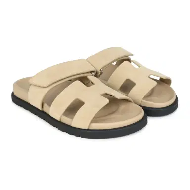 HERMÈS Hermes Chypre Techno Sandals Beige Lin Suede Palladium Hardware 35 EU | Thumbnail 3