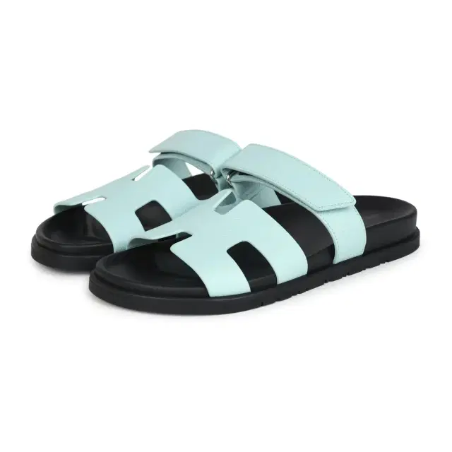 HERMÈS Hermes Chypre Techno Sandals Bleu Cristaux Epsom Palladium Hardware