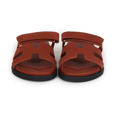 HERMÈS Hermes Chypre Techno Sandals Maroon Muscavado Suede Palladium Hardware 38.5 EU | Thumbnail 2