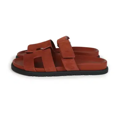 HERMÈS Hermes Chypre Techno Sandals Maroon Muscavado Suede Palladium Hardware 38.5 EU | Thumbnail 5