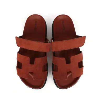 HERMÈS Hermes Chypre Techno Sandals Maroon Muscavado Suede Palladium Hardware 38.5 EU | Thumbnail 7