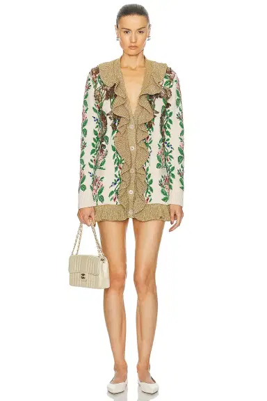 gucci Gucci Floral Ruffle Cardigan | Thumbnail 1 gucci Gucci Floral Ruffle Cardigan | Thumbnail 1