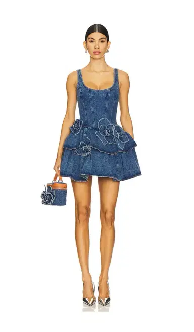 Aknvas Devyn Saxe Blue Denim Ruffle Dress | Thumbnail 1