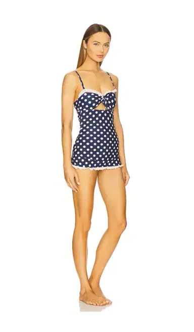 For Love & Lemons Denim Dot One Piece Swimsuit | Thumbnail 2 For Love & Lemons Denim Dot One Piece Swimsuit | Thumbnail 2