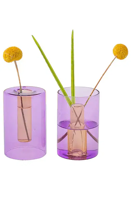 Block Design Small Reversible Glass Vase