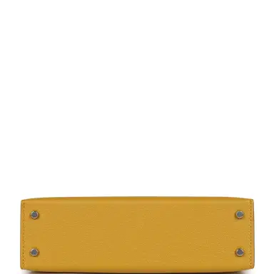 HERMÈS Hermes Kelly Sellier 20 Jaune Ambre Verso Chèvre Mysore Palladium Hardware | Thumbnail 6