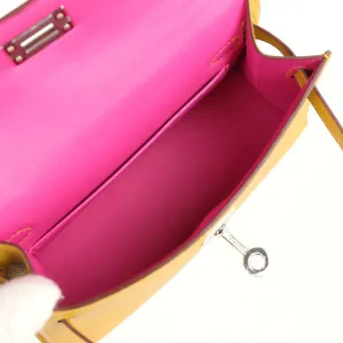 HERMÈS Hermes Kelly Sellier 20 Jaune Ambre Verso Chèvre Mysore Palladium Hardware | Thumbnail 8