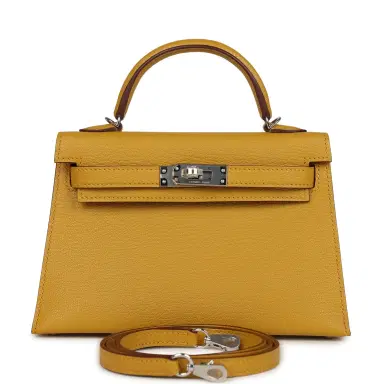 HERMÈS Hermes Kelly Sellier 20 Jaune Ambre Verso Chèvre Mysore Palladium Hardware | Thumbnail 1
