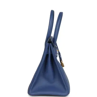 HERMÈS Pre-owned Hermes Birkin 30 Bleu Brighton Epsom Gold Hardware | Thumbnail 4 HERMÈS Pre-owned Hermes Birkin 30 Bleu Brighton Epsom Gold Hardware | Thumbnail 4