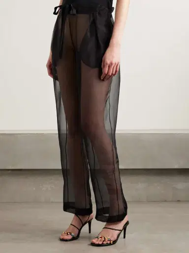 Khaite Trenton Pleated Silk-organza Tapered Pants | Thumbnail 3 Khaite Trenton Pleated Silk-organza Tapered Pants | Thumbnail 3
