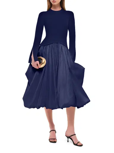 Simkhai Women's Kenlie Bubble Midi-Dress - Midnight - Size XS | Thumbnail 2