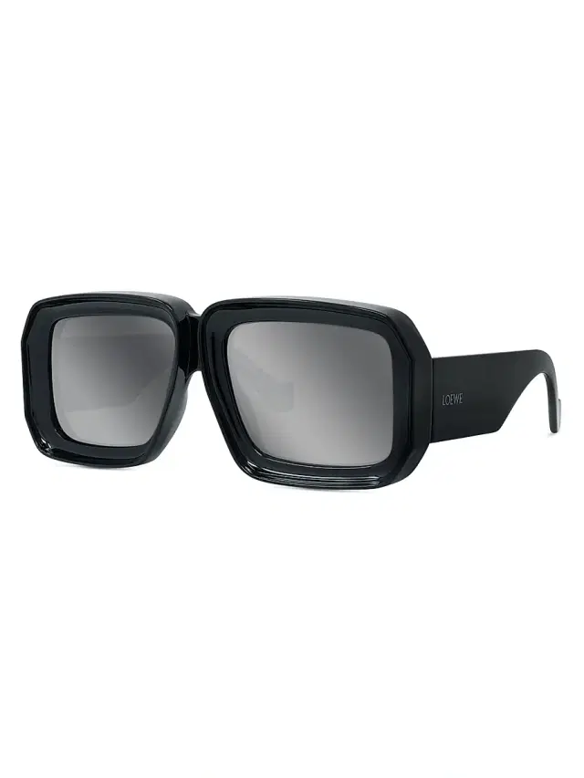 LOEWE Women's  x Paula's Ibiza 56MM Square Sunglasses - Shiny Black Smoke