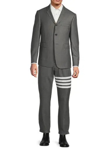 Thom Browne Men's Classic Wool Super 120S Wool Sport Jacket - Grey - Size XL | Thumbnail 2 Thom Browne Men's Classic Wool Super 120S Wool Sport Jacket - Grey - Size XL | Thumbnail 2