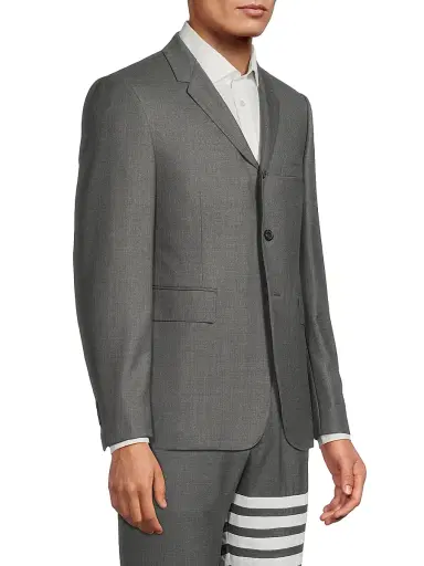 Thom Browne Men's Classic Wool Super 120S Wool Sport Jacket - Grey - Size XL | Thumbnail 4 Thom Browne Men's Classic Wool Super 120S Wool Sport Jacket - Grey - Size XL | Thumbnail 4