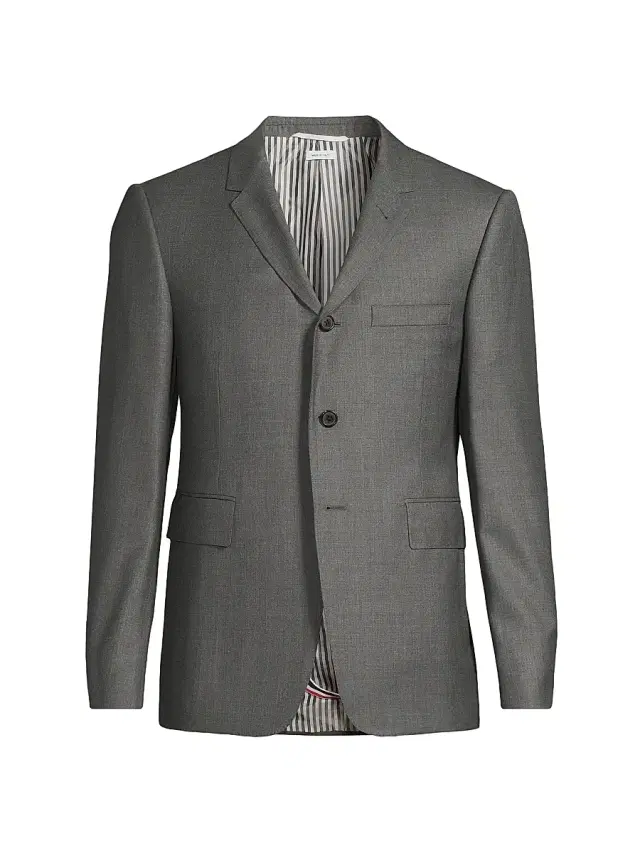 Thom Browne Men's Classic Wool Super 120S Wool Sport Jacket - Grey