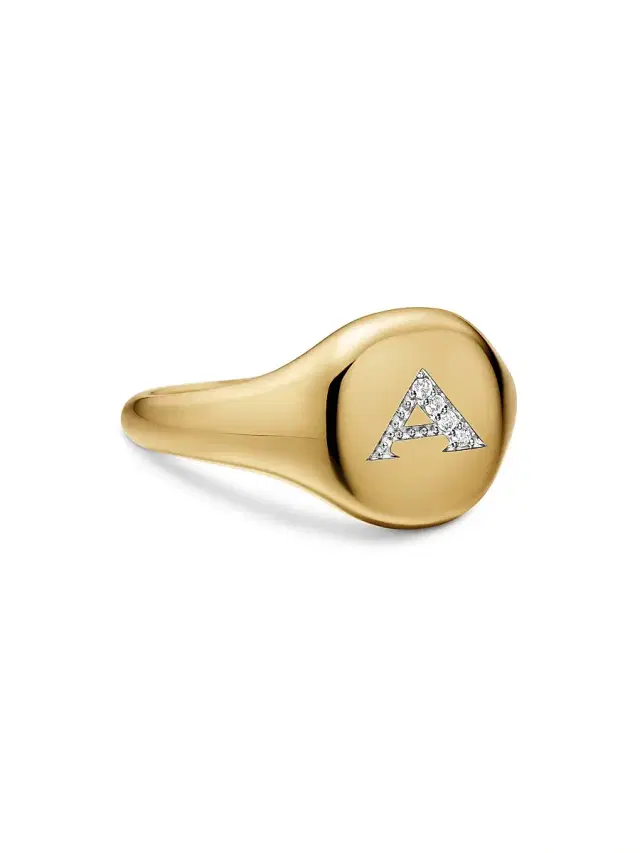 Women's DY Initial Pinky Ring in 18K Yellow Gold - A Letter