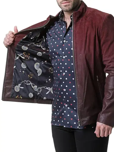 Maceoo Men's Leather Degrade Jacket - Red | Thumbnail 4