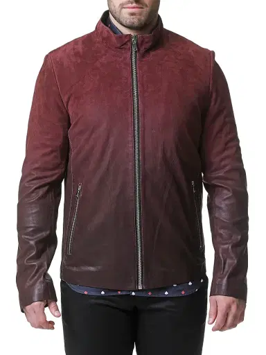 Maceoo Men's Leather Degrade Jacket - Red | Thumbnail 1