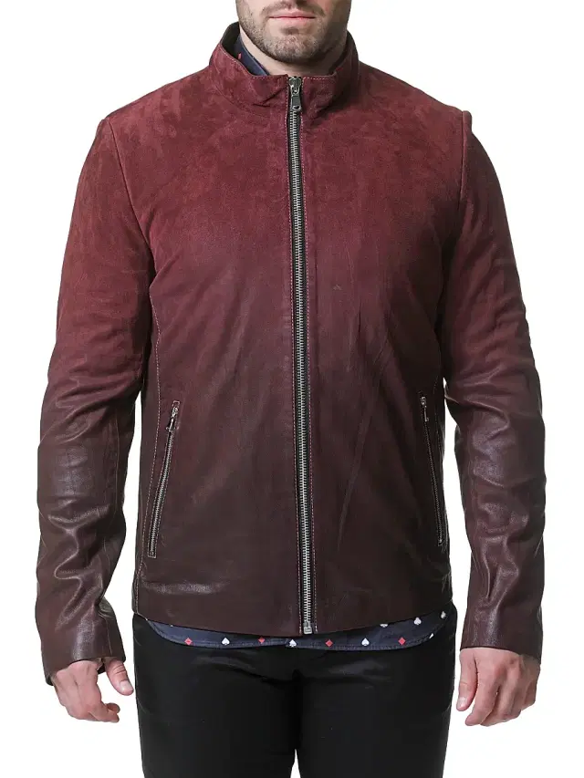Men's Leather Degrade Jacket - Red Men's Leather Degrade Jacket - Red