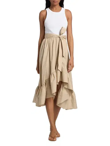 Cinq à Sept Women's Zayla Split Midi-Dress - White Khaki - Size XL | Thumbnail 3 Cinq à Sept Women's Zayla Split Midi-Dress - White Khaki - Size XL | Thumbnail 3