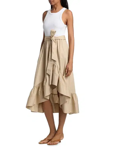 Cinq à Sept Women's Zayla Split Midi-Dress - White Khaki - Size XL | Thumbnail 4 Cinq à Sept Women's Zayla Split Midi-Dress - White Khaki - Size XL | Thumbnail 4