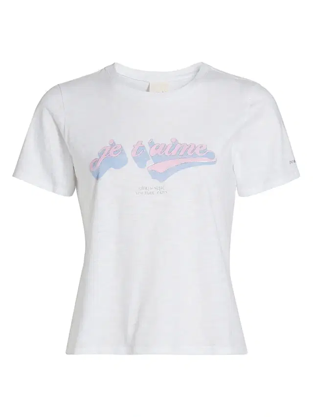 Cinq à Sept Women's Je T'aime Logo Shrunken T-Shirt - White Multi