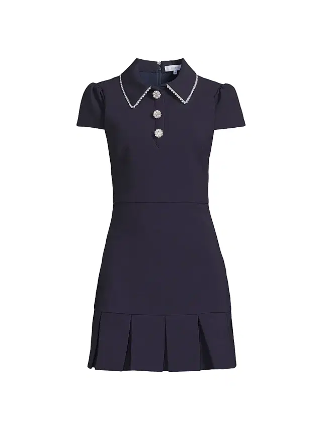 Women's Bettina Embellished Pleated-Hem Minidress - Navy