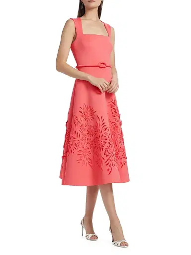 Badgley Mischka Women's Laser Cut Scuba Cocktail Dress - Coral | Thumbnail 4