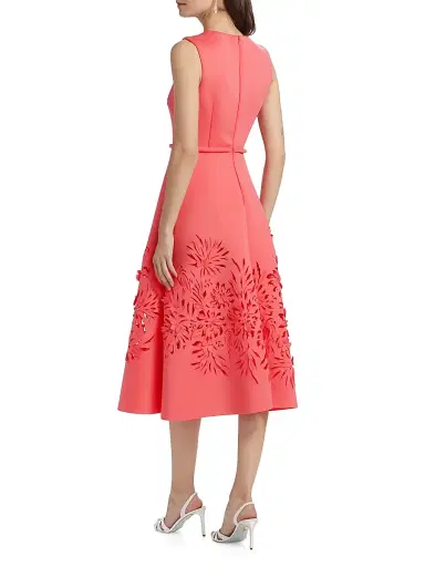 Badgley Mischka Women's Laser Cut Scuba Cocktail Dress - Coral | Thumbnail 5