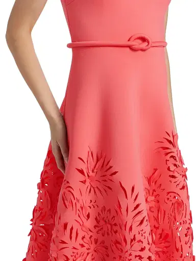 Badgley Mischka Women's Laser Cut Scuba Cocktail Dress - Coral | Thumbnail 6