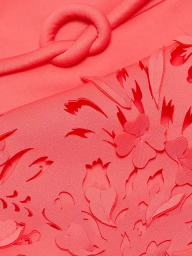Badgley Mischka Women's Laser Cut Scuba Cocktail Dress - Coral | Thumbnail 7