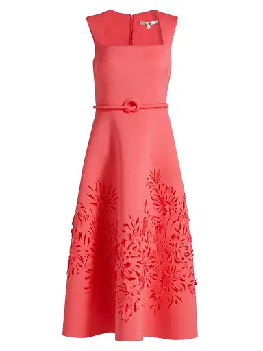 Badgley Mischka Women's Laser Cut Scuba Cocktail Dress - Coral | Thumbnail 1