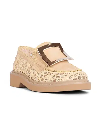 Roger Vivier Women's Viv Rangers 25MM Braided Raffia Loafers | Thumbnail 2 Roger Vivier Women's Viv Rangers 25MM Braided Raffia Loafers | Thumbnail 2
