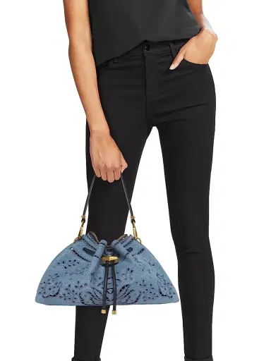 Jimmy Choo Women's Bon Bon Eyelet Embroidered Denim Shoulder Bag - Blue Haze Gold | Thumbnail 3 Jimmy Choo Women's Bon Bon Eyelet Embroidered Denim Shoulder Bag - Blue Haze Gold | Thumbnail 3